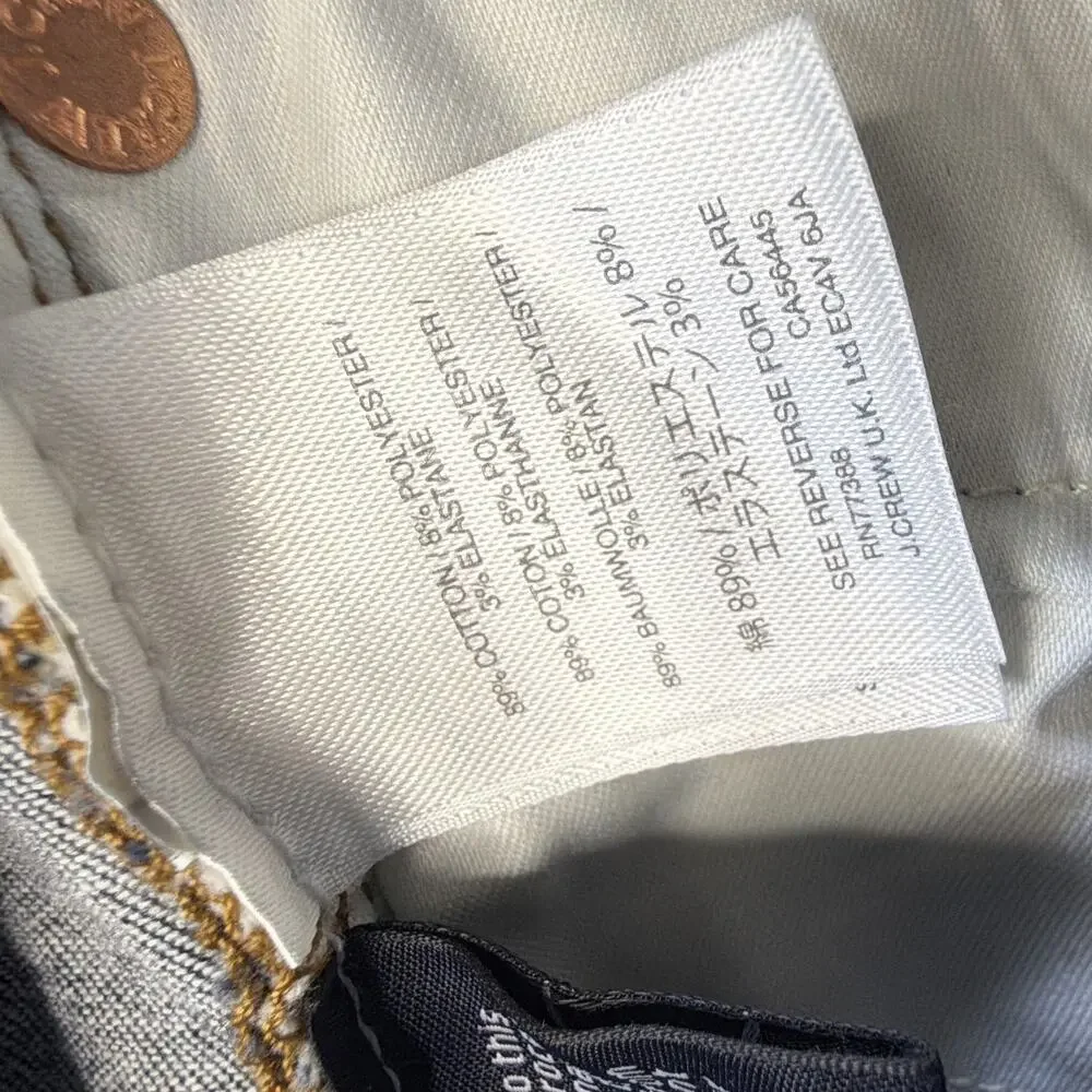 J.Crew Women’s Dark Wash Blue Toothpick Skinny High Rise Stretch 5-Pocket 29